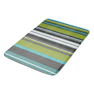 Alfombrilla De Baño Rayas verdes, turquesas y grises