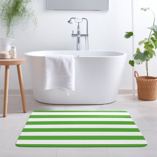 Alfombrilla De Baño Rayas verdes y blancas   Colores editables