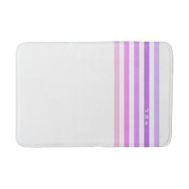 Alfombrilla De Baño Rayas verticales púrpura y rosa monograma