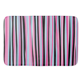 Alfombrilla De Baño Rayas verticales rosadas y negras