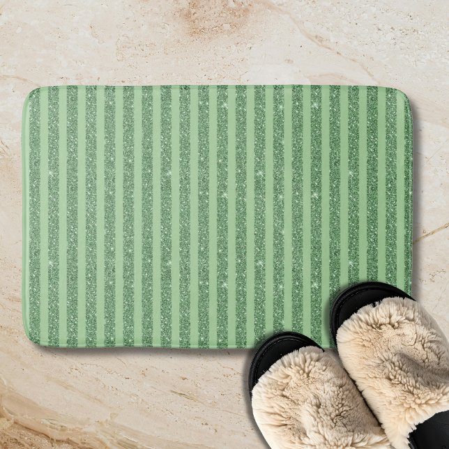 Alfombrilla De Baño Rayas Verticales Simples de Brillo en Verde Bosque (Subido por el creador)