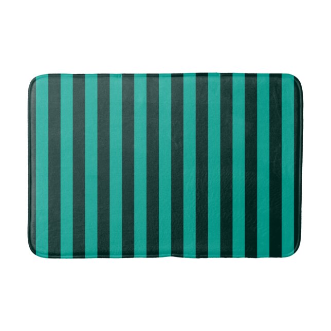 Alfombrilla De Baño Rayas verticales turquesas Personalizar de fondo (Anverso)