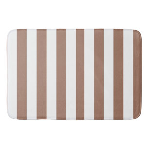 Alfombrilla De Baño Rayas Verticales Vintage Mousse de Mocha Blanco