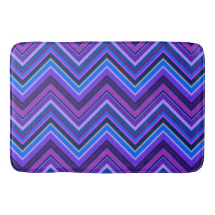 Alfombrilla De Baño Rayas zigzag azules y violetas