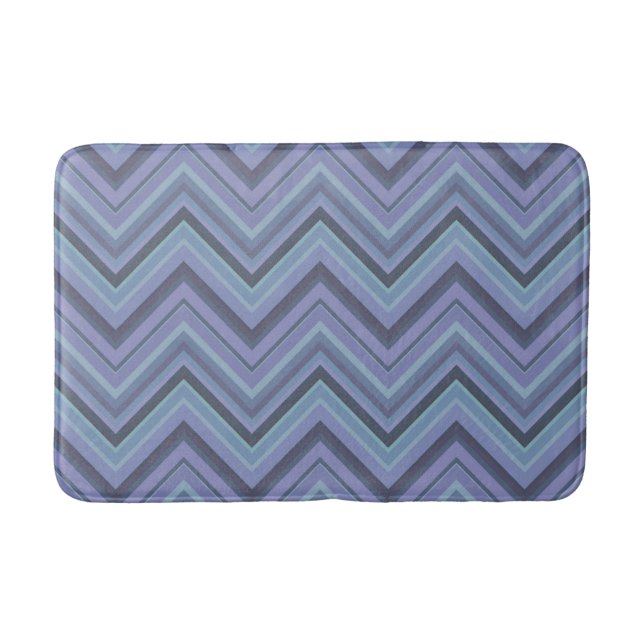Alfombrilla De Baño Rayas zigzag de color azul (Anverso)