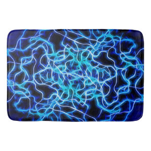 Alfombrilla De Baño Rayo de bobina azul de neón eléctrico Tesla
