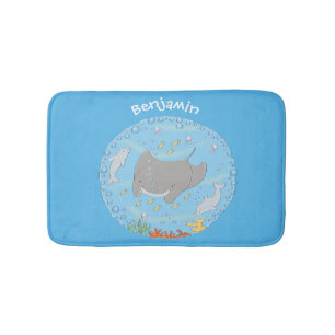Alfombrilla De Baño Rayo de manta y burbujas ilustracion personalizado