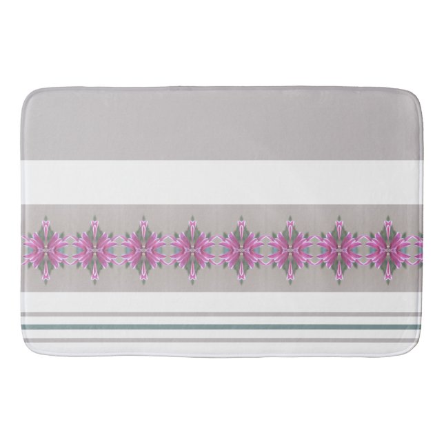 Alfombrilla De Baño Rayo gris y franja blanca con acento con estampado (Anverso)