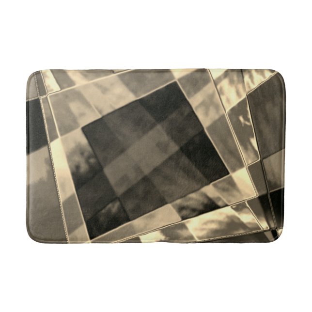 Alfombrilla De Baño Rectángulos inclinados en tonos madera o beige? (Anverso)