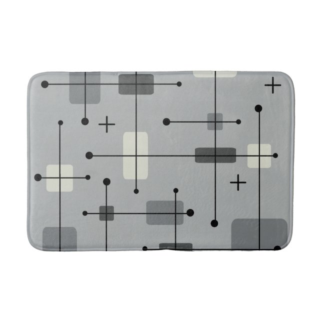Alfombrilla De Baño Rectángulos redondeados Cuadrados Gris (Anverso)