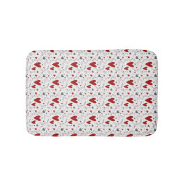 Alfombrilla De Baño Red and Black Doodle Hearts Love 
