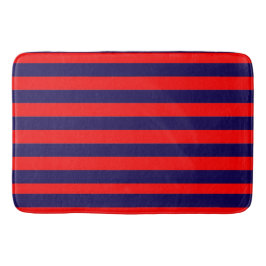 Alfombrilla De Baño Red and Navy Blue Nautical Stripes 