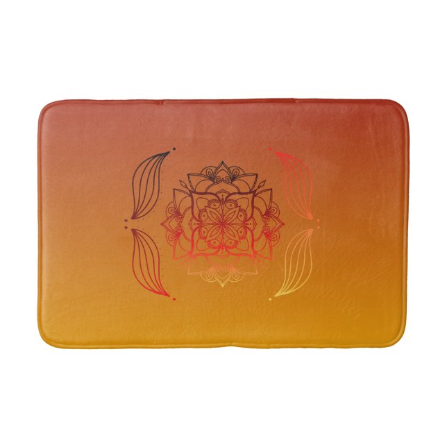 Alfombrilla De Baño Red and Orange Ethereal Embers Floral Mandala (Anverso)