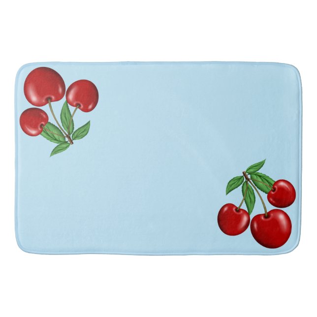 Alfombrilla De Baño Red Cherry Cherries Design Customizable (Anverso)