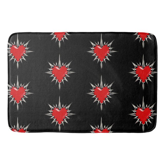 Alfombrilla De Baño Red Chrome Spiked Heart Sigil Bath Mat (Anverso)