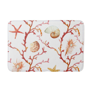 Alfombrilla De Baño Red Coral & Seashells Bath Mat