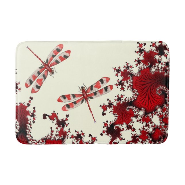 Alfombrilla De Baño Red Dragonflies Bath Mat (Anverso)