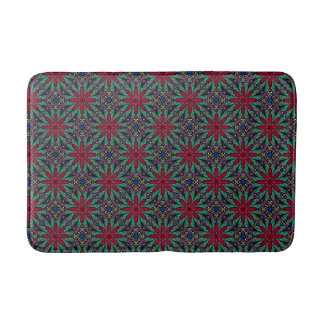 Alfombrilla De Baño Red Floral With Green and Blue