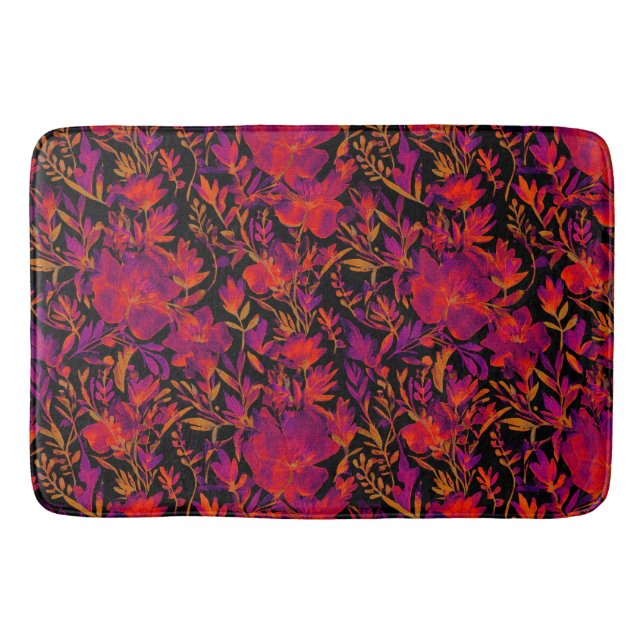Alfombrilla De Baño Red hot floral pattern (Anverso)