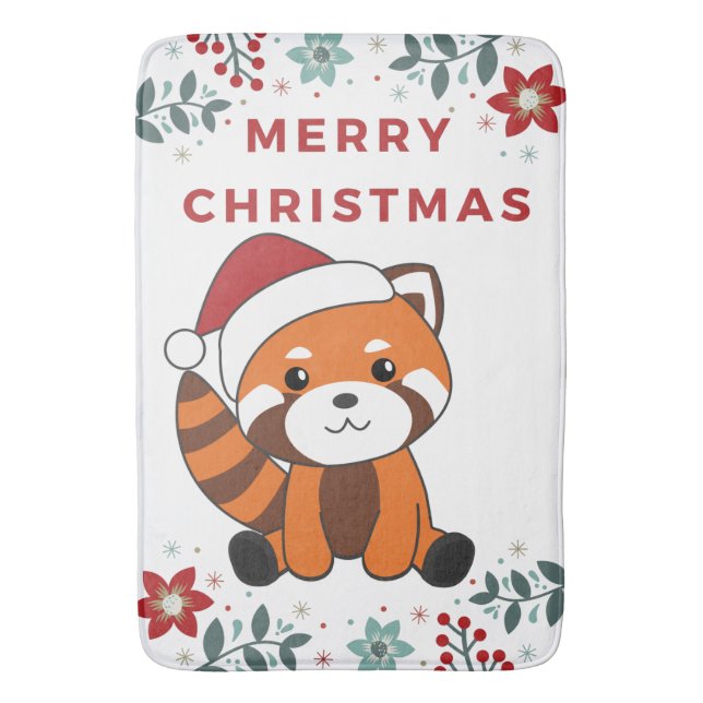 Alfombrilla De Baño Red Panda Christmas Snow Winter Animals Pandas Bat (Frente vertical)