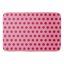 Alfombrilla De Baño Red Polka Dots on Pink