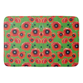 Alfombrilla De Baño Red Poppies Apple Green