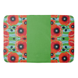 Alfombrilla De Baño Red Poppies Apple Green