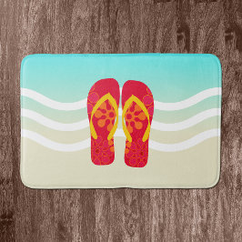 Alfombrilla De Baño Red Summer Beach Flip Flops Bath Mat