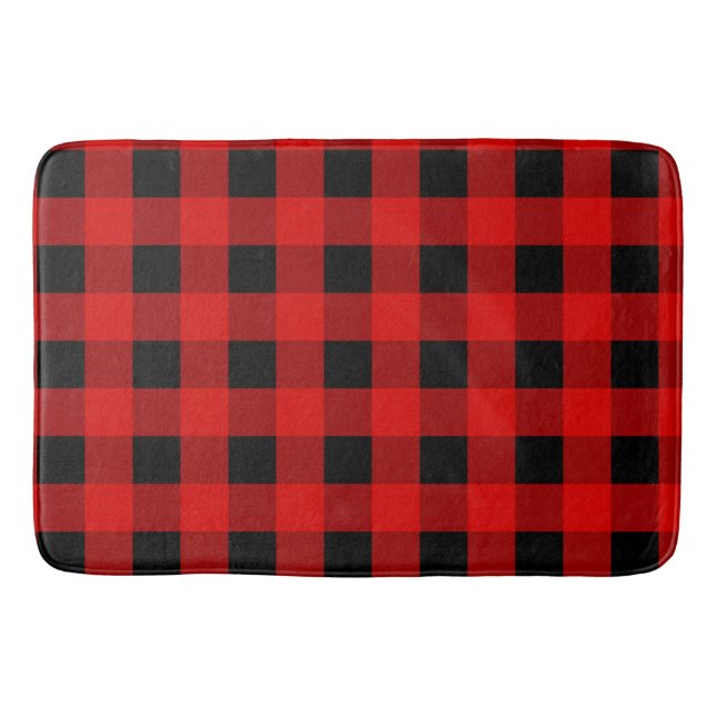 Alfombrilla De Baño Red y Black Buffalo Plaid Holiday gingham (Anverso)