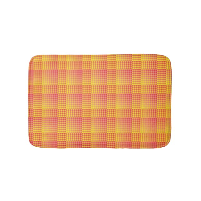 Alfombrilla De Baño Red Yellow Checker Abstract Pattern (Anverso)