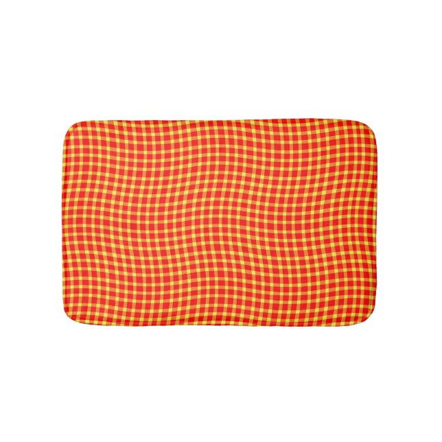 Alfombrilla De Baño Red Yellow Plaid Checker Seamless Pattern (Anverso)