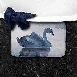 Alfombrilla De Baño Reflexiones polvorientas   Moody Dusty Blue Swan e