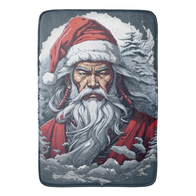 Alfombrilla De Baño Regalo de arte de los Navidades de Samurai Santa W (Frente vertical)