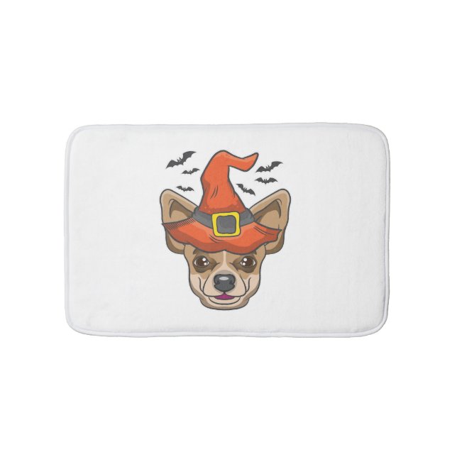 Alfombrilla De Baño Regalo de disfraz Chihuahua de bruja de Halloween (Anverso)