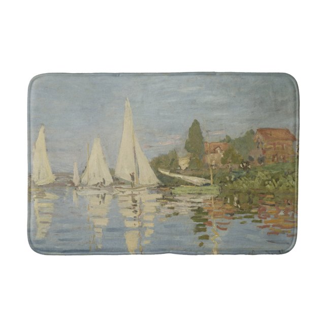 Alfombrilla De Baño Regattas at Argenteuil, OIl Painting, Claude Monet (Anverso)