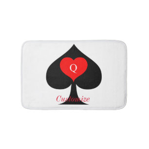 Alfombrilla De Baño Reina negra de espadas de corazón rojo Thunder_Co