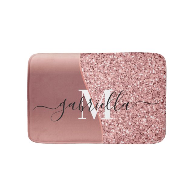 Alfombrilla De Baño Relieve metalizado Rosa Purpurina dorado (Anverso)