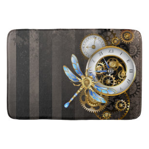 Alfombrilla De Baño Reloj de vapor con libélula mecánica