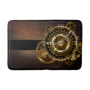 Alfombrilla De Baño Reloj steampunk con engranajes antiguos
