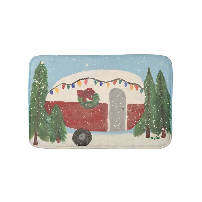 Alfombrilla De Baño Remolque de camping de Navidad (Anverso)