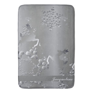 Alfombrilla De Baño Renos silvestres y copos de nieve