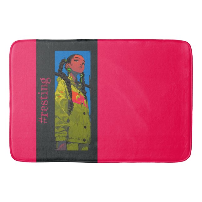 Alfombrilla De Baño #resting Vibes, Fuchsia, (Anverso)