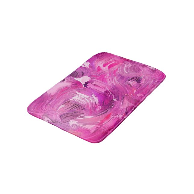 Alfombrilla De Baño Resumen Art Moderno Púrpura Rosa Blanco (Angular)