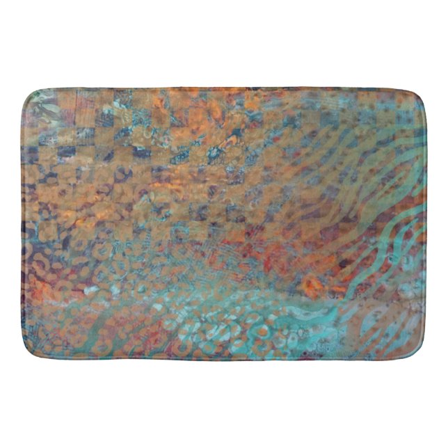 Alfombrilla De Baño Resumen Azul Mezcla De Animales Y Piel De Cebra (Anverso)