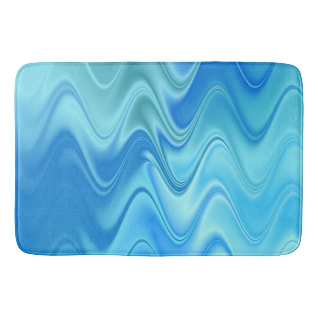 Alfombrilla De Baño Resumen azul ondulado (Anverso)