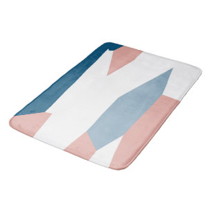 Alfombrilla De Baño Resumen azul y blanco rosado de la paz