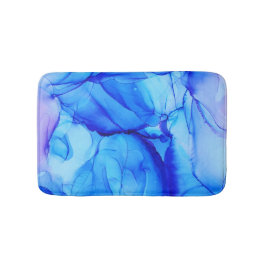 Alfombrilla De Baño Resumen Blue Purple Swirls Contemporáneo