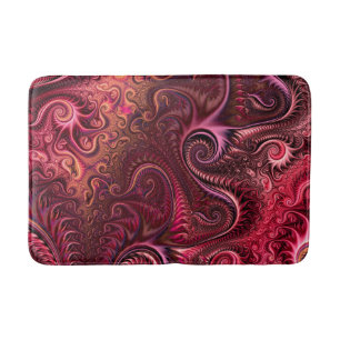 Alfombrilla De Baño Resumen Colorido Burgundy Carmine Spiral Patrón