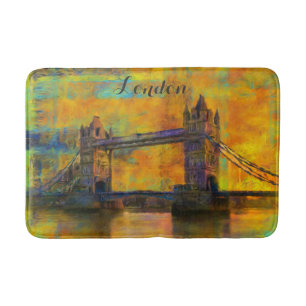 Alfombrilla De Baño Resumen colorido del puente London England Tower B