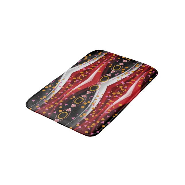 Alfombrilla De Baño Resumen Cuarto de baño de ducha negra roja (Angular)